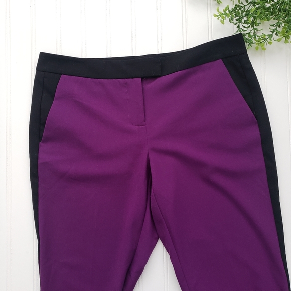 Vince Camuto Tuxedo Pants Purple Black Color Block Pants size 4 Career Wear - Picture 3 of 8